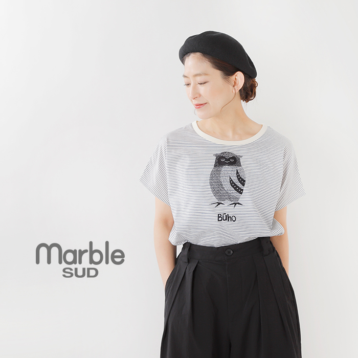 marble SUD(マーブルシュッド)BDビッグフレンチスリーブTシャツ“Buho” 01as003074