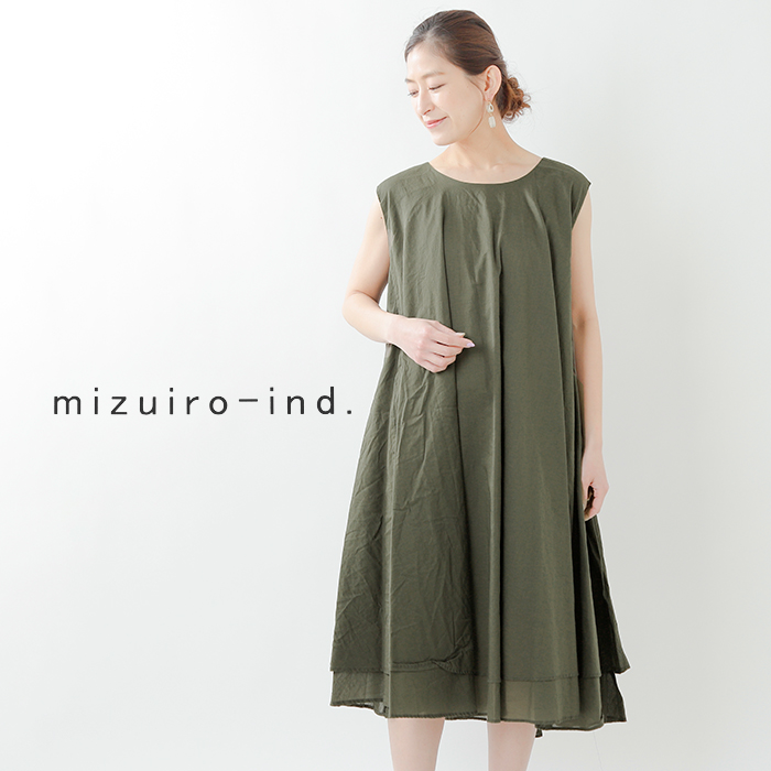 クーポン対象 Mizuiro Ind ミズイロインド コットンダブルヘムラインノースリーブワンピース 1 Rf