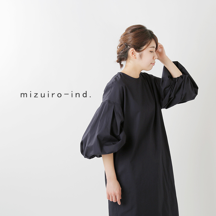 mizuiro-ind(ミズイロインド)コットンクルーネックワイドパフスリーブ