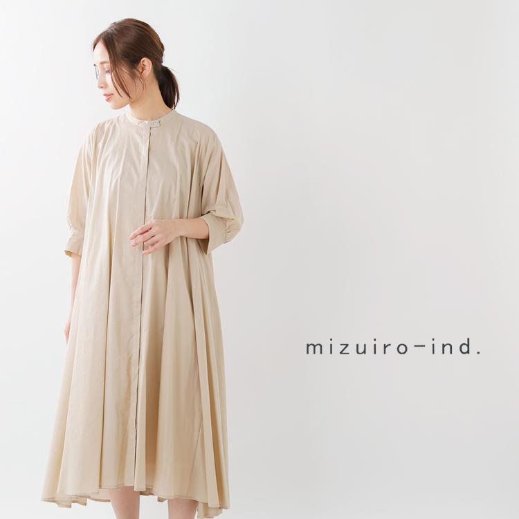 Mizuiro Ind ミズイロインド コットンバンドカラーフレアシャツワンピース 1 Mm