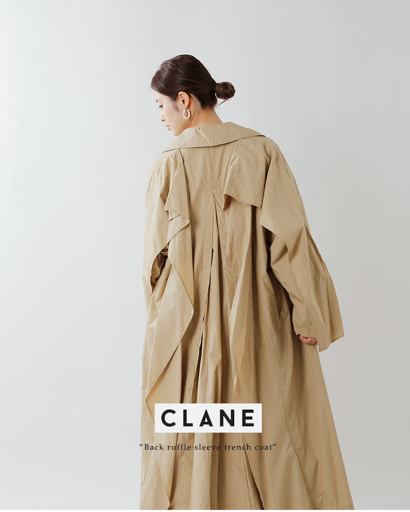 CLANE(クラネ), バックフリルスリーブトレンチコート 18101-0031-mk