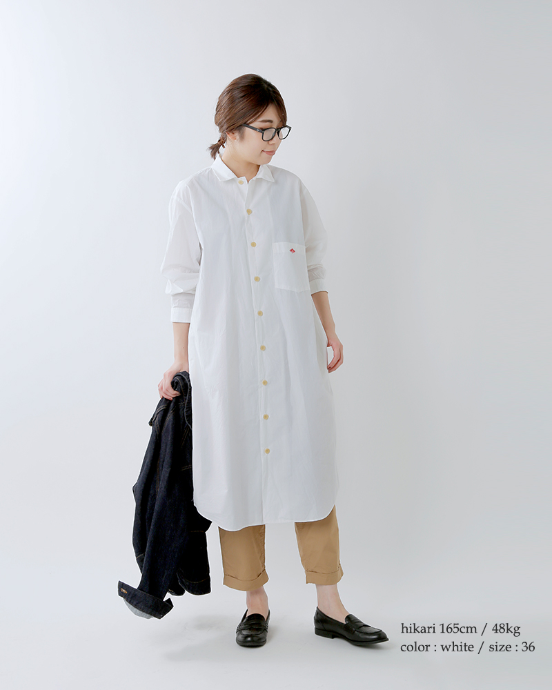 クーポン対象 海外出荷不可 Danton ダントン コットンポプリンソリッドシャツワンピース Jd 3727msa Yh