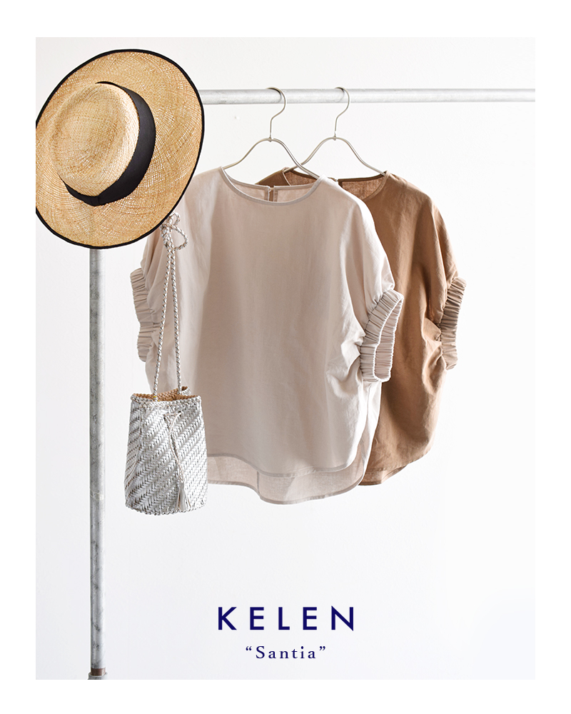 kelen(ケレン)リネンコットンギャザースリーブシャツ“Santia” lkl20hbl24