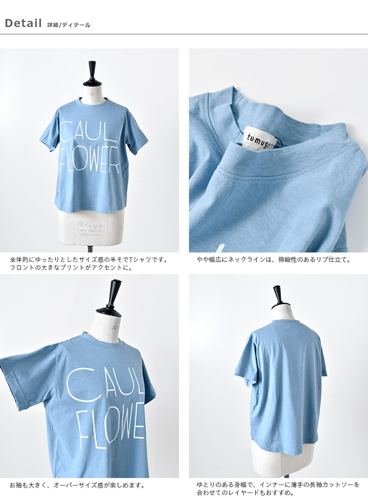 tumugu(ツムグ)ラフィ天竺コットンプリントTシャツ tc20223-hm