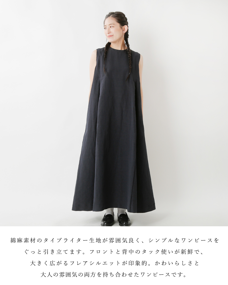 40 Off East High Room イーストハイルーム コットンリネンタイプライタータックフレアーワンピース Ms