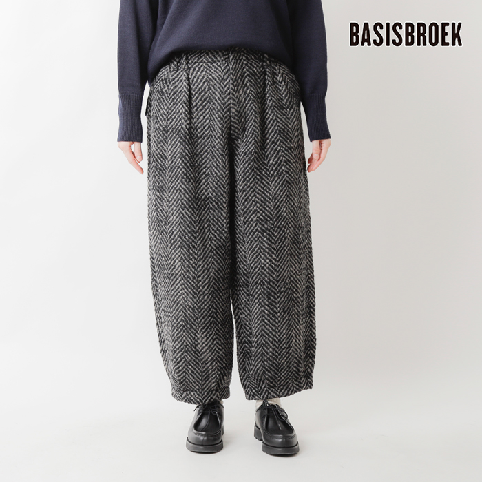 21aw新作 Basisbroek バージスブルック ウールロービングツイードロングエッグパンツ Crupet Bj 7b Ms