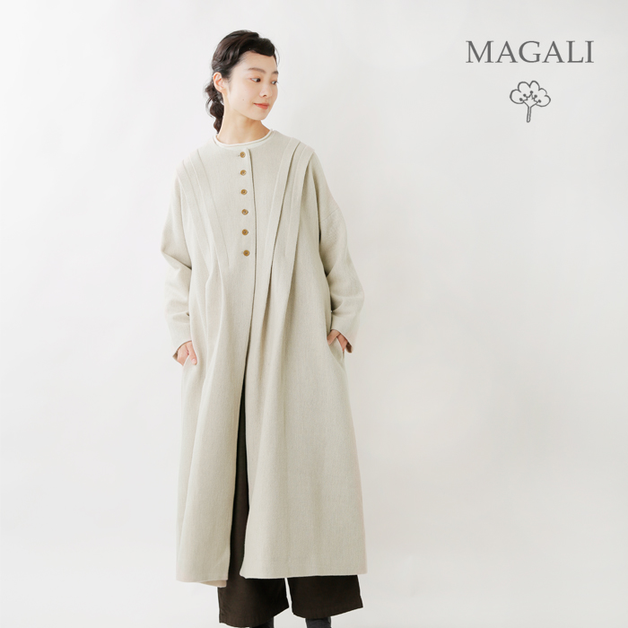 Magali マガリ Aranciato別注 メランジウールノーカラータックコート Ct04 Ms Piu Di Aranciato