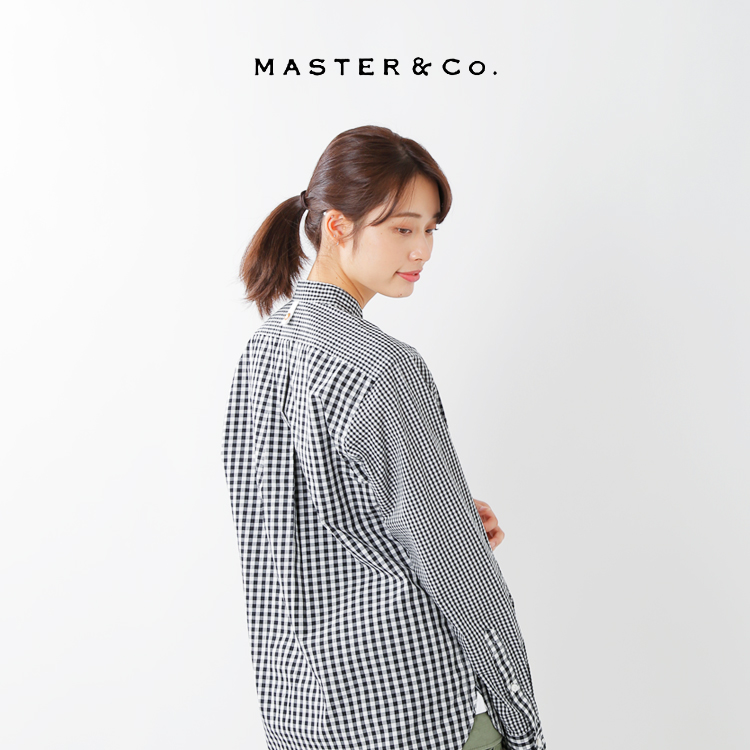 MASTER&Co.(マスターアンドコー)コットンギンガムチェックスタンドカラーシャツmc731