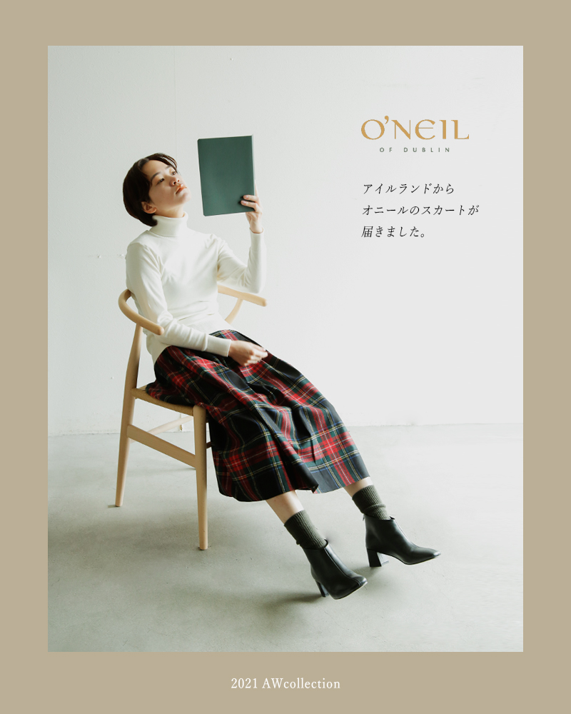  O'NEIL OF DUBLIN(オニールオブダブリン)aranciato別注 ウールブレンドタックチェックロングスカート s26592