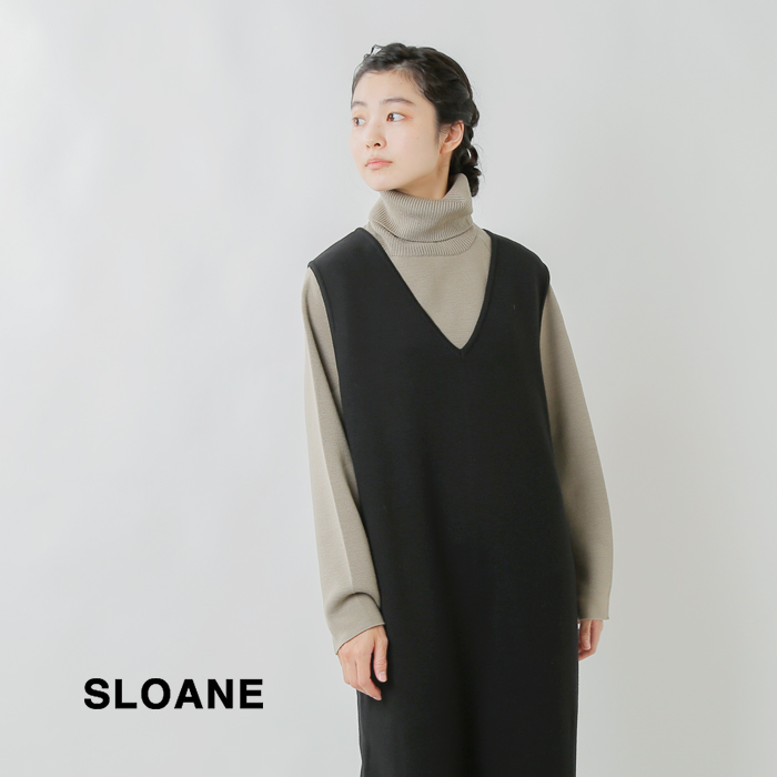 21aw新作 Sloane スローン 12gメリノウールミラノリブ ノースリーブvネックワンピース Sl6w 180 Fn