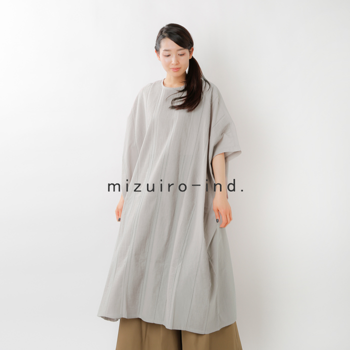 50 Off Mizuiro Ind ミズイロインド コットンピンタッククルーネックワイドワンピース 1 Ms
