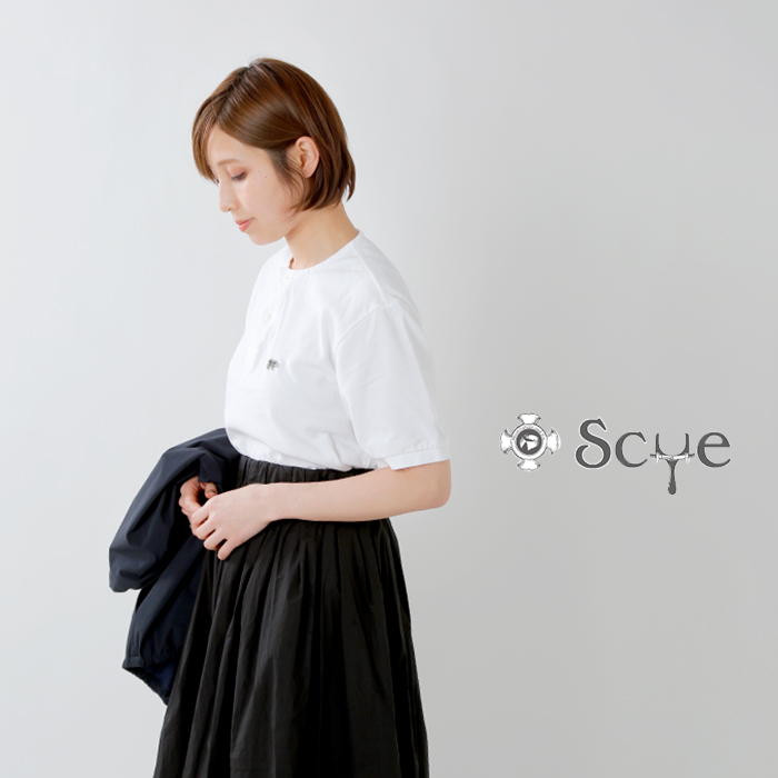 Scye Basics サイベーシックス コットンピケヘンリーネックシャツ 5221 08 Yh Iroma Aranciato