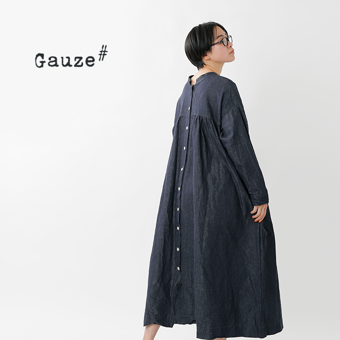 Gauze ガーゼ 2wayコットンリネンフロントタックワンピースコート G591 Tr