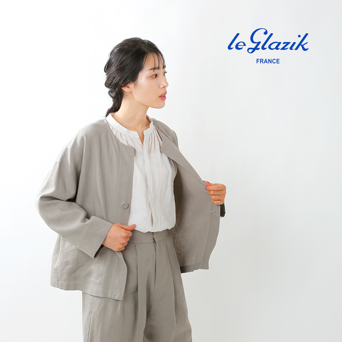 40 Off 21ss新作 海外出荷不可 Le Glazik ルグラジック 50sリネンクロスノーカラージャケット Jl 3759nlp Yn