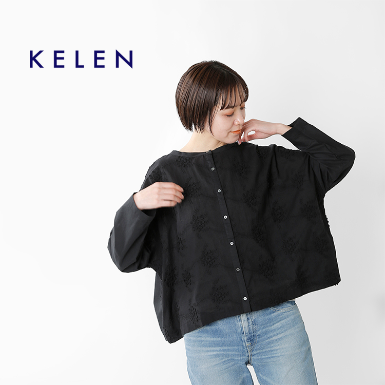 Kelen ケレン バンドカラーワイド花柄レースブラウス Jinny Lkl21hbl15 Tr