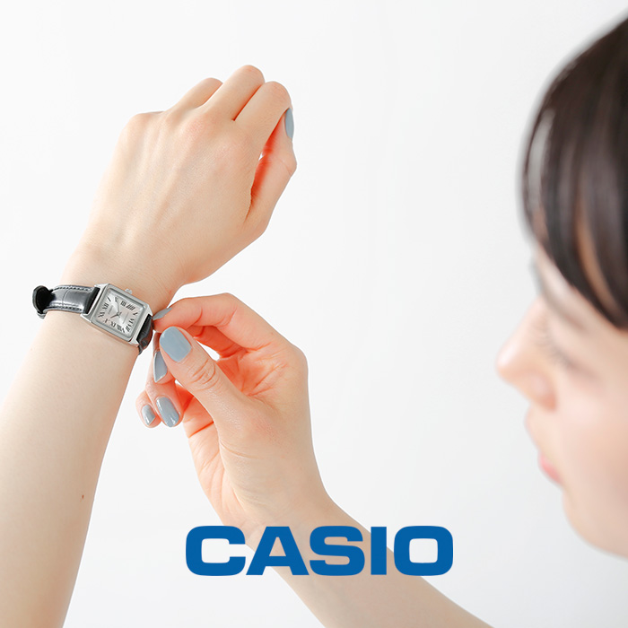 CASIO(カシオ)スクエアケースレザーベルト腕時計 ltp-v007l-1b-7b-9b