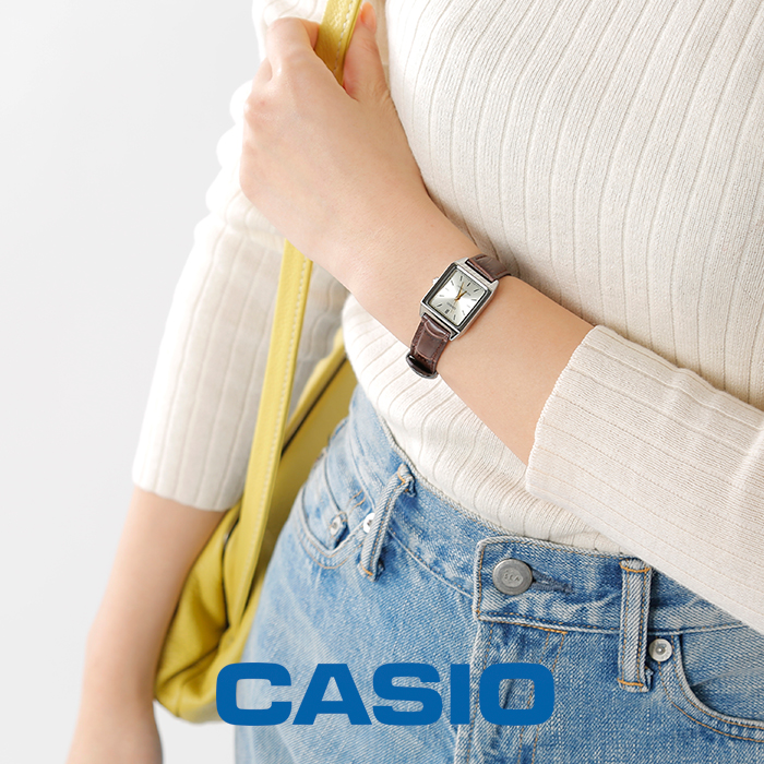 CASIO(カシオ)スクエアケースレザーベルト腕時計 ltp-v007l-rf Piu di aranciato(ピウディアランチェート)