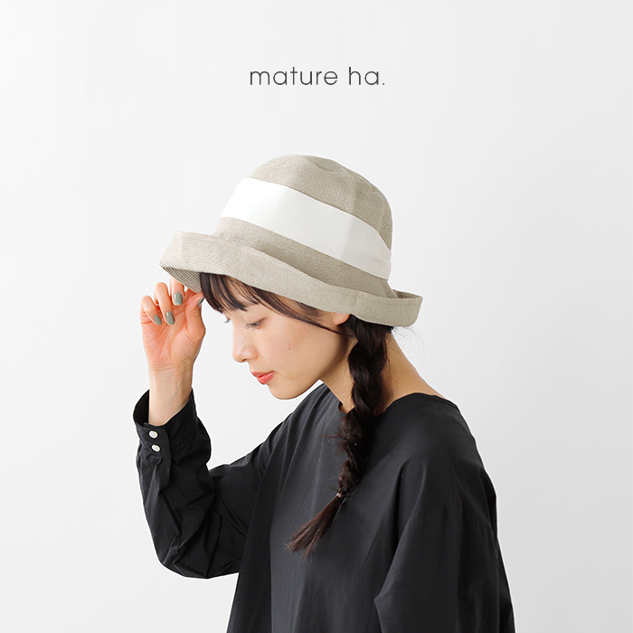 mature ha.(マチュアーハ)ヘンプリネンワイドブレードハット“hemp linen braid hat wide” mas21-64-tr