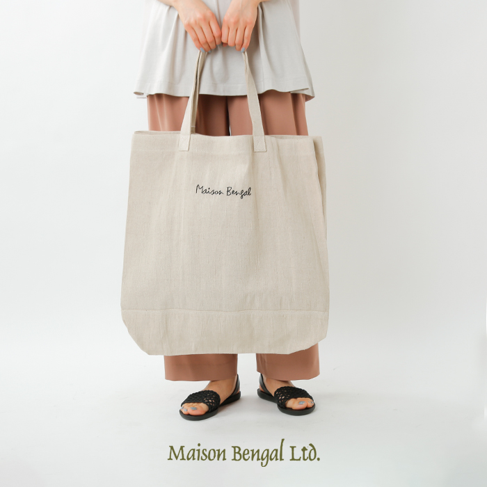 Maison Bengal(マイソンベンガル)ジュート×コットンショッパーバッグ mb-embroid