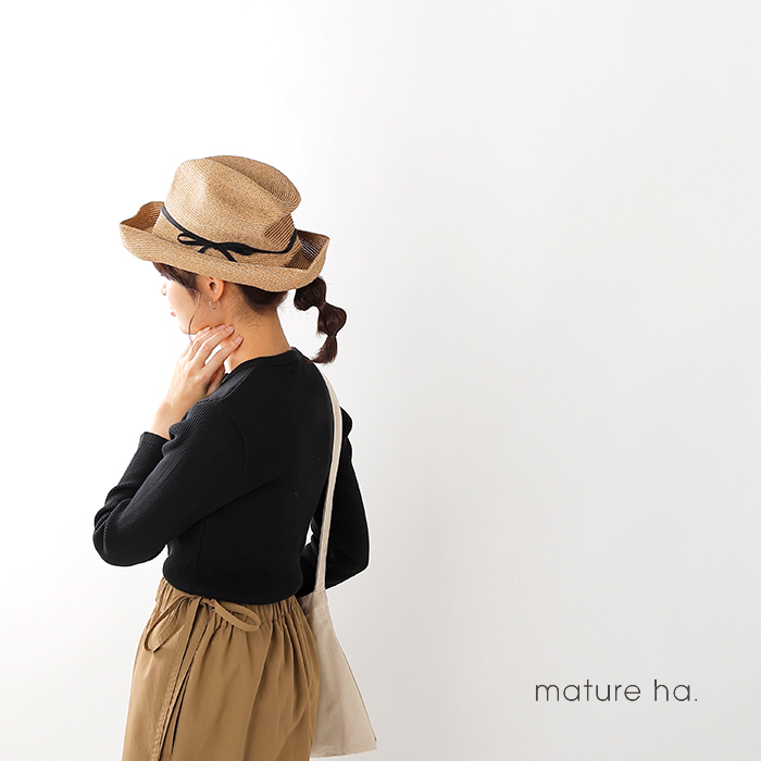 mature ha.(マチュアーハ), aranciato別注 グログラン細リボンペーパーブレードボックスハット mbox-101-thin-tr
