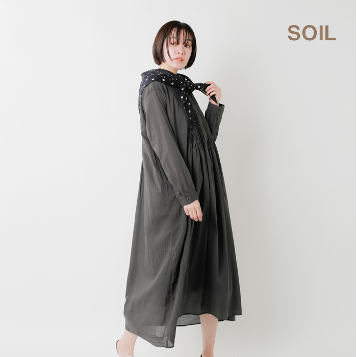 Soil ソイル コットンボイルレース ピンタックバンドカラードレスワンピース Nsl Ms