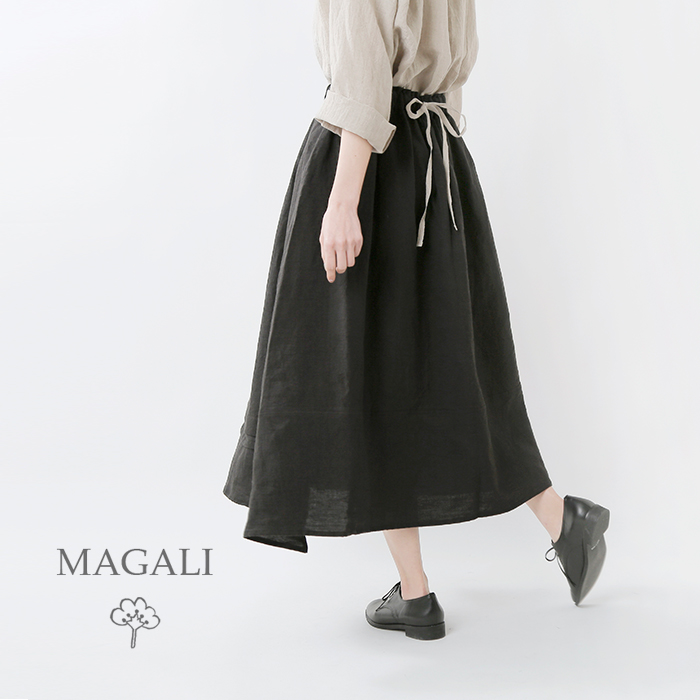MAGALI(マガリ), キャンバスリネンロングギャザースカート sk39-mt