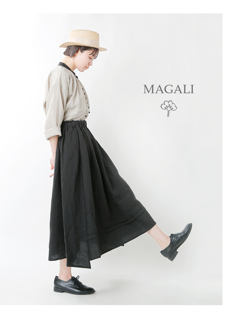 MAGALI(マガリ), キャンバスリネンロングギャザースカート sk39-mt