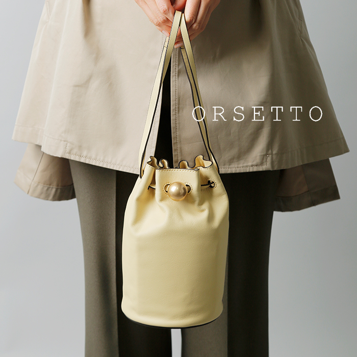 クーポン対象】ORSETTO オルセット カウレザー 巾着 バッグ “ORO” 01