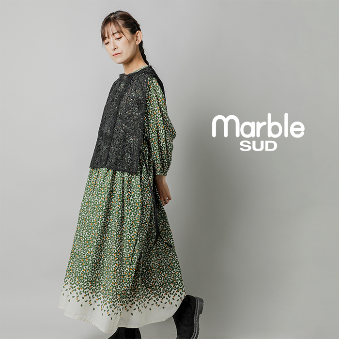 マーブルシュッド Damashie 刺繍 ワンピース marble sud - ロング ...