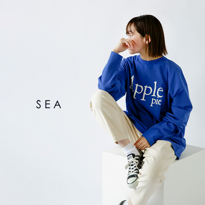 SEA(シー)コットン グラフィック ロングスリーブ Tシャツ “Apple ple” 110722209