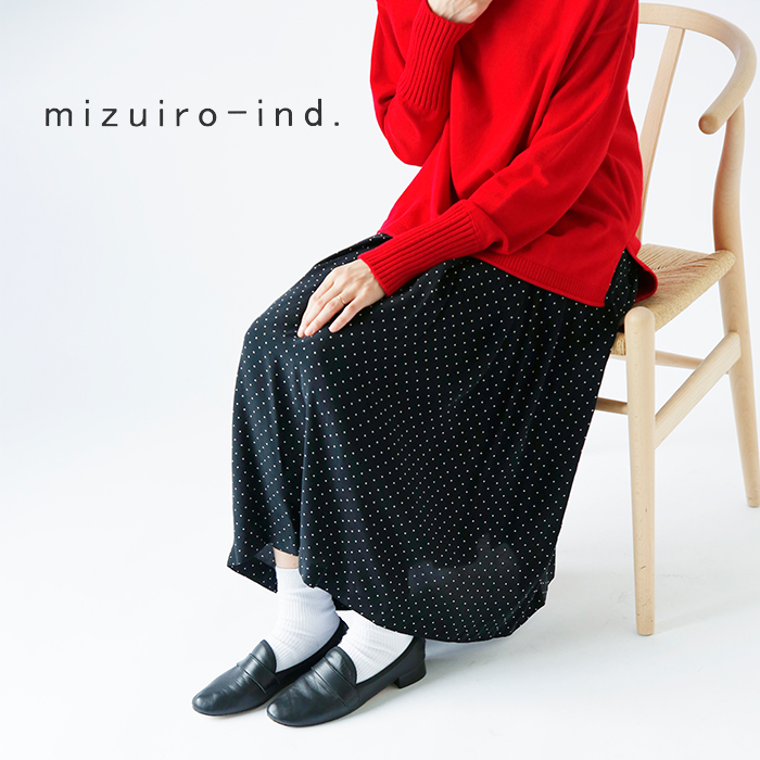 mizuiro-ind ミズイロインド ドット タック ミモレ丈 スカート 3