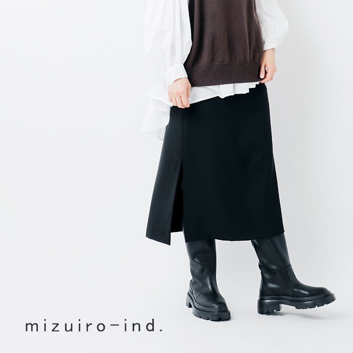 mizuiro-ind(ミズイロインド)サイドスリット Aライン スカート 4-260006