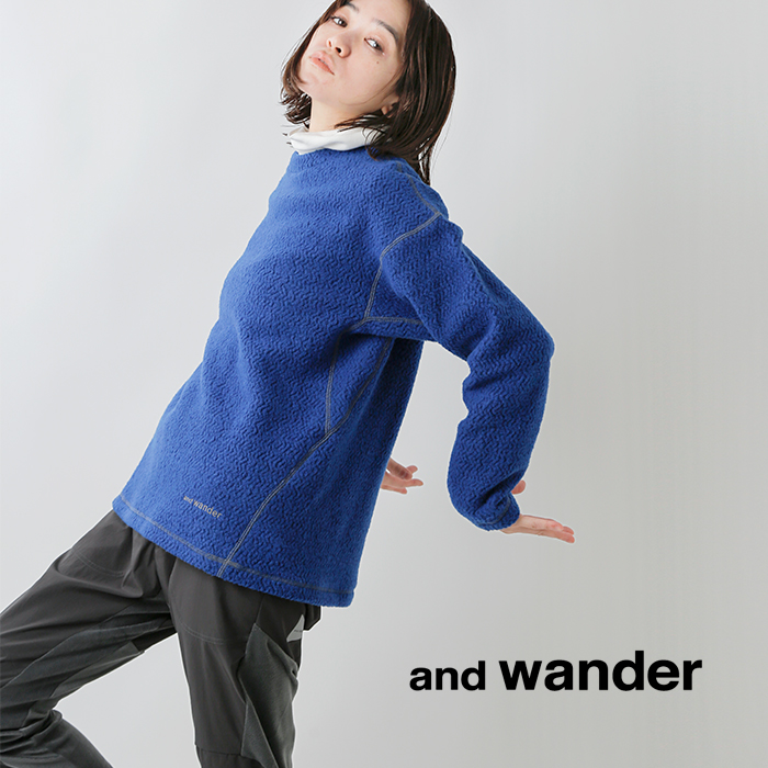 and wander(アンドワンダー)リサイクル ウール ジャガード クルーネック プルオーバー “re wool JQ crew neck” 574-2284357