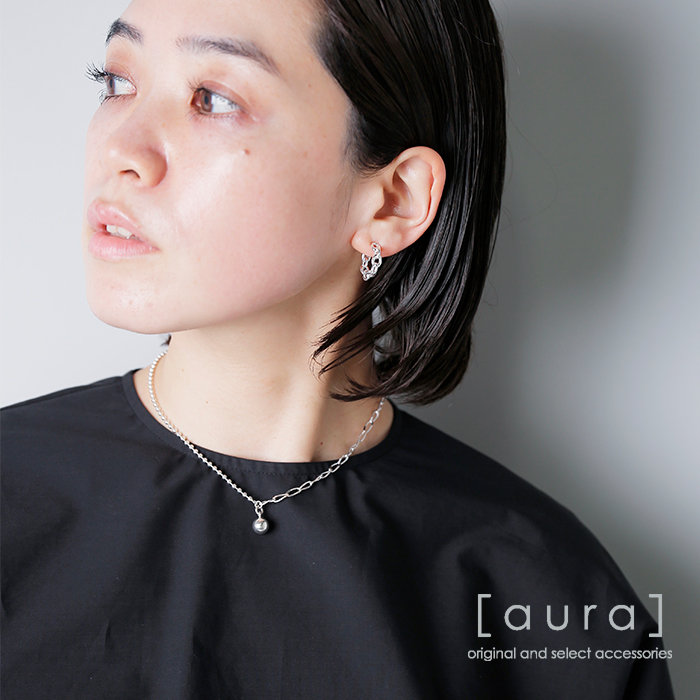 aura(オーラ)シルバー925 アシンメトリー ボール ネックレス“asymmetry ball necklace” a-n013