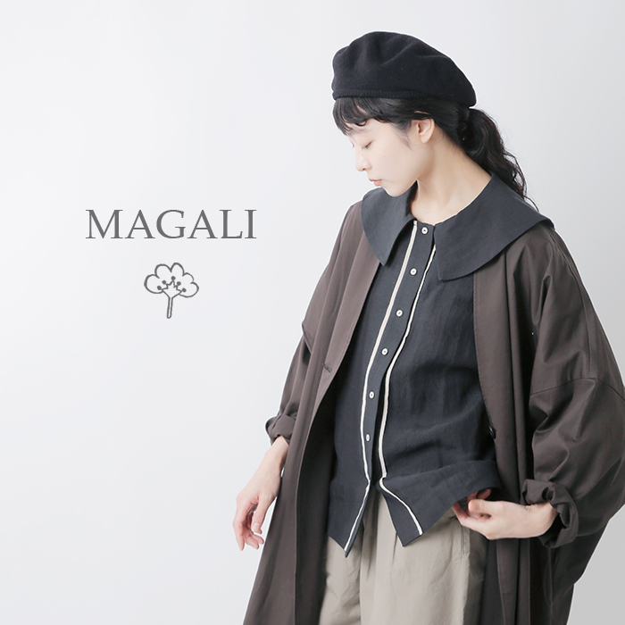 【クーポン対象】MAGALI マガリ , ベルギーリネン フラットカラー ブラウス bl220-yo レディース