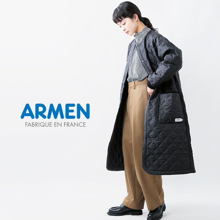 ARMEN(アーメン)キルティング オーバーサイズ リベットカフ ノーカラー コート nam2251pp