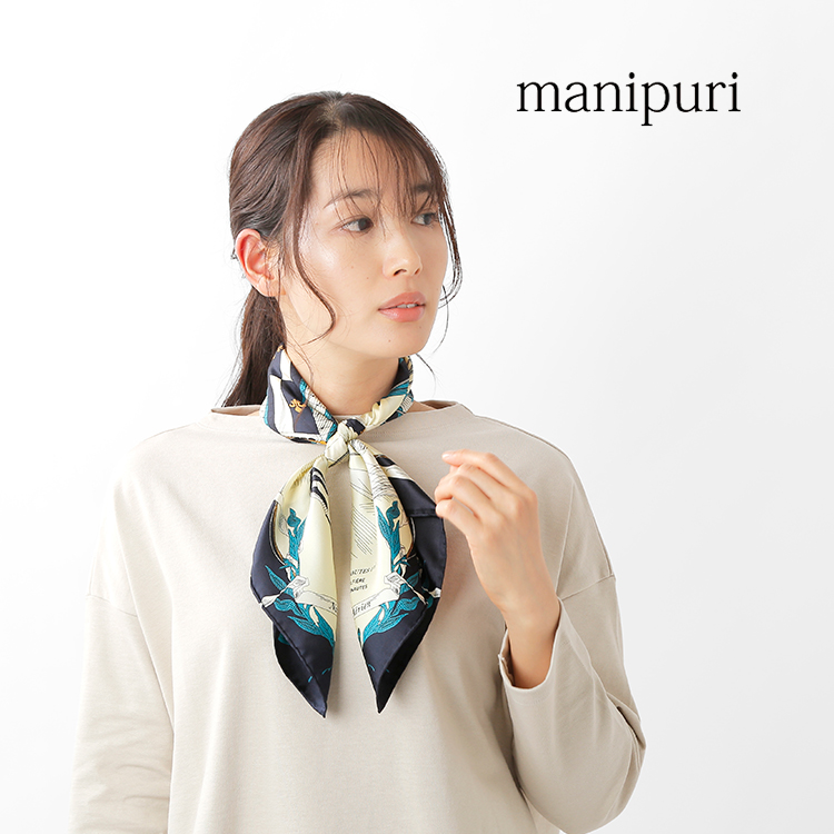 manipuri マニプリ シルク プリント スカーフ printscarf-13000-tr レディース Piu di  aranciato(ピウディアランチェート)
