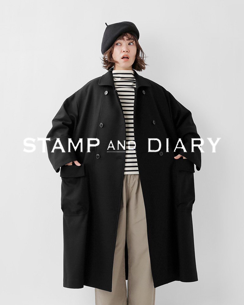 STAMP AND DIARY(スタンプアンドダイアリー)ライト フラノ Wフロント ワイド コート sd203aw72