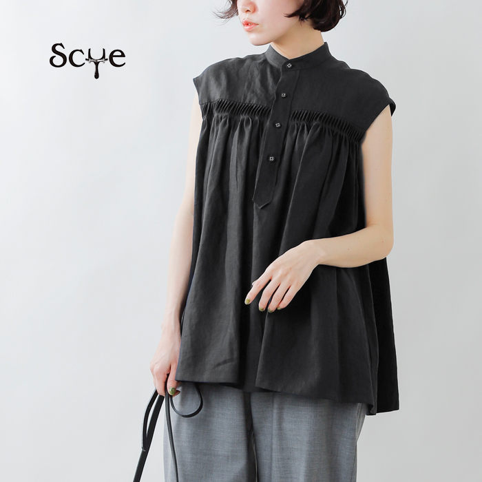 Scye(サイ)リネンピンタックスリーブレスシャツ 1222-31018