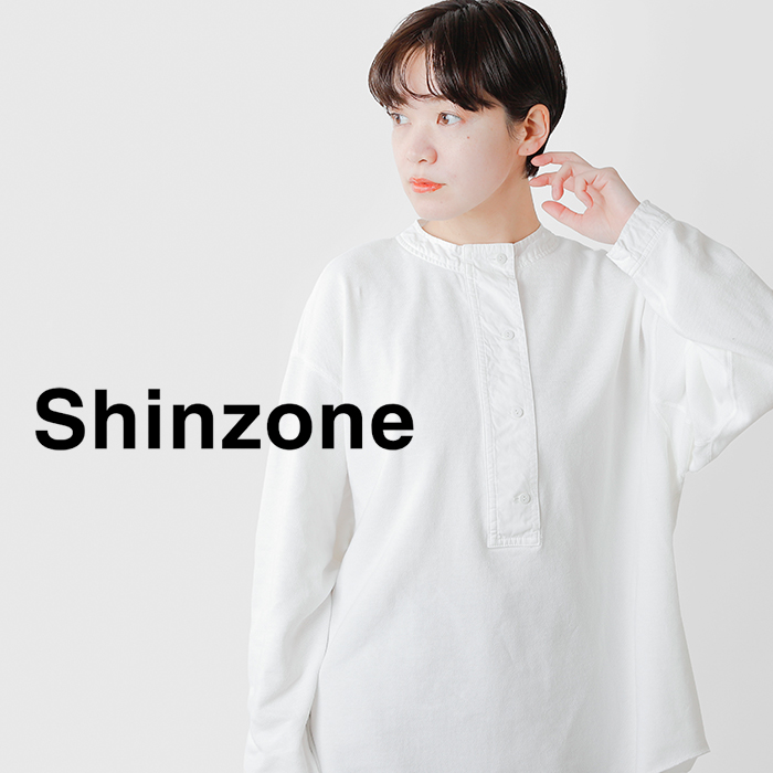 【2022ss新作】Shinzone(シンゾーン), コットンミリタリーヘンリーネックプルオーバーカットソー 20smscu06-rf