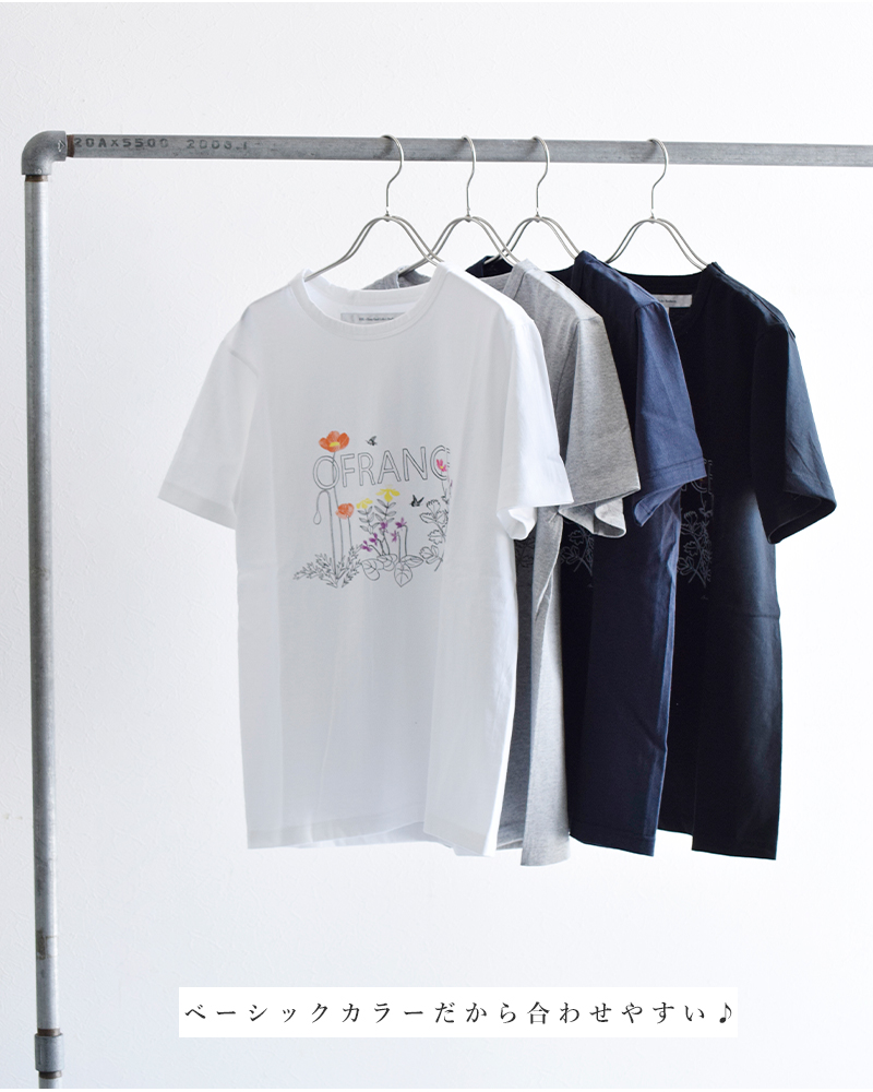 EEL(イール)コットンプリントTシャツ“OFRANCE×Asami Hattori” e-22522a