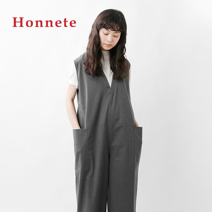 Honnete(オネット), サージクロス Vネックジャンプスーツ ho-22ss-p5-ru 【サイズ交換初回無料】