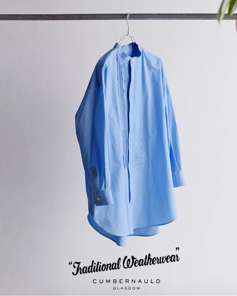 Traditional Weatherwear(トラディショナルウェザーウェア)コットンノーカラーピンタックビッグタックアップシャツ l221osfsh0201bo