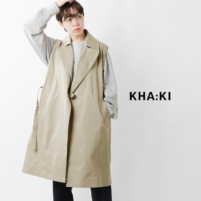 22ss新作 Kha Ki カーキ 3wayベルテッドトレンチコートベスト 3way Belted Trench Coat Mil 22hjk167 Ru Piu Di Aranciato