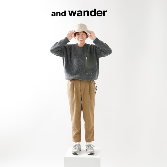 and wander(アンドワンダー)リサイクルウールツイードテーパードパンツ“REWOOLtweedtaperedpants”574-3282086