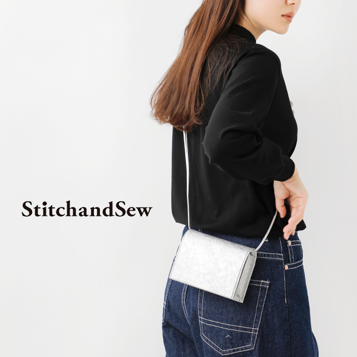 【新品・未使用】StitchandSew レザースクエアミニ ショルダー バッグ約08cm