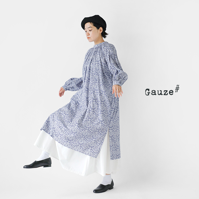 Gauze♯ ガーゼ 綿麻ボタンシャツ ロングワンピース ホワイト F 日本製