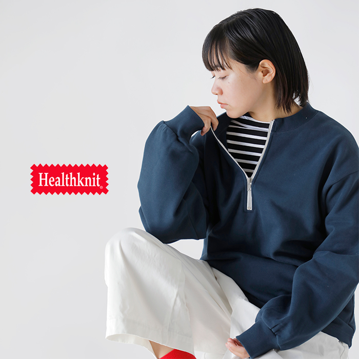 2023aw新作】Healthknit ヘルスニット コットン ハーフジップ ロング