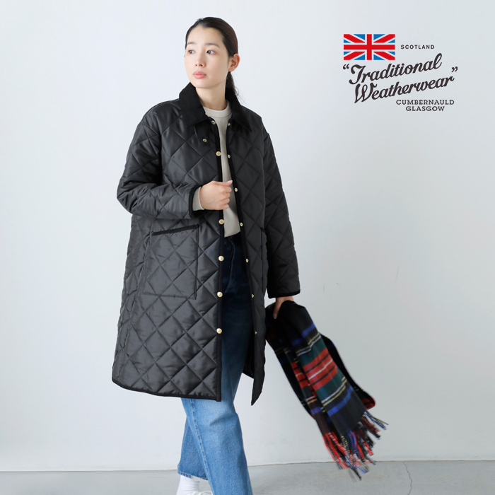 Traditional Weatherwear トラディショナルウェザーウェア , ウェーバリー リサイクル タフタ キルティング ロング ジャケット  “LDS WAVERLY TWW LONG” l232apqco0377am-fn レディース