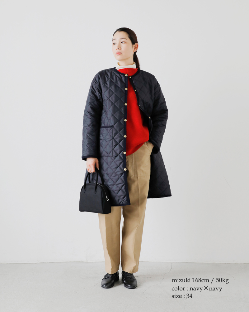 Traditional Weatherwear トラディショナルウェザーウェア アークリー キルティング ノーカラー Aライン ロング コート “ARKLEY Long A-LINE” l232apqco0385aa